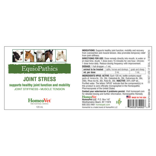 HomeoVet Equio Joint Stress label