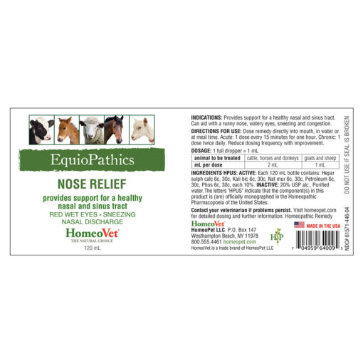 HomeoVet Equio Nose Relief label